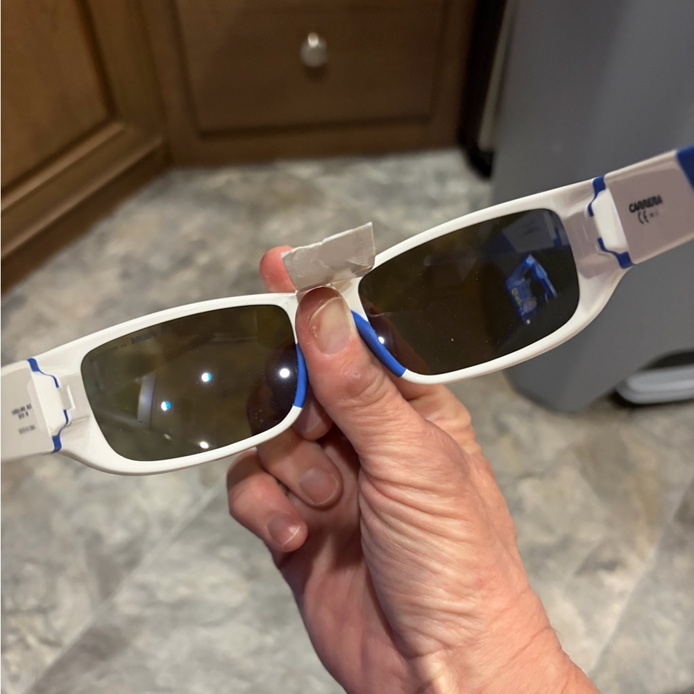 Carrera 4000/S sunglasses White with blue mirror lenses New with tags - Picture 6 of 10